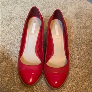 Zara red pump wedges size 40 (9.5) 3.5 in heel